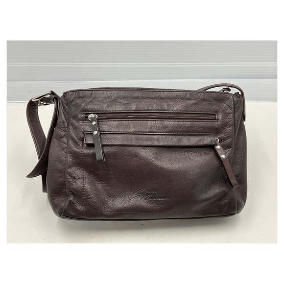 Stone Mountain Accessories Handbags - Stone Mountain Brown Leather Crossbody Bag Organizer Purse Multi-Pocket Medium